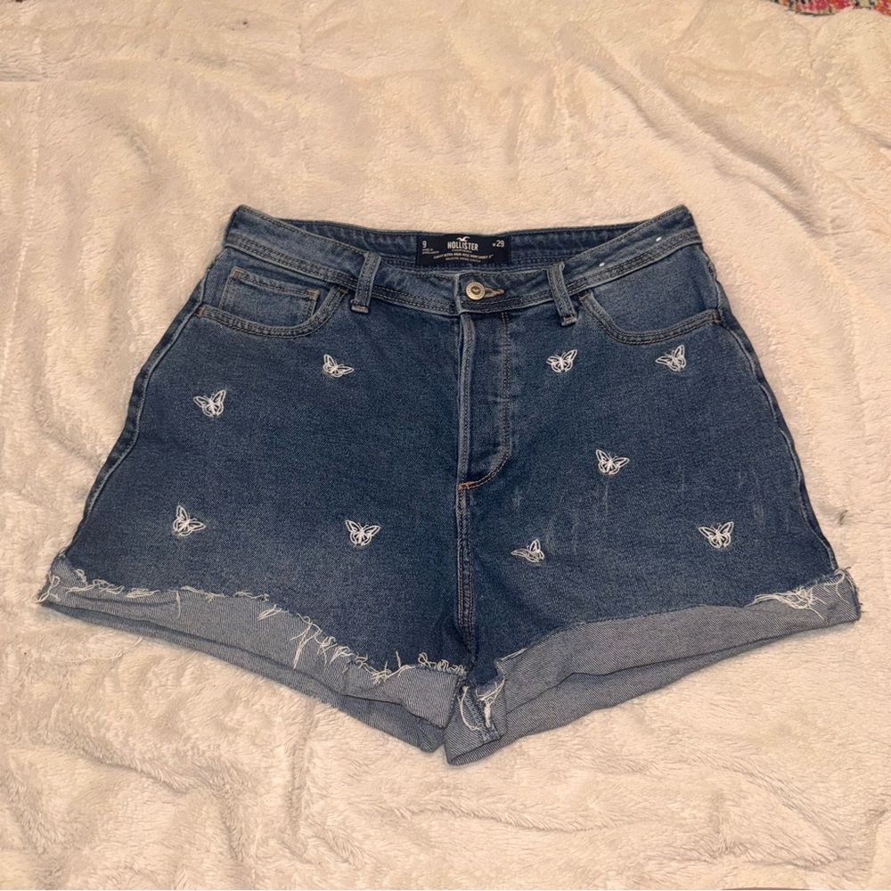 Hollister Blue Jean Shorts Distressed Cuffed